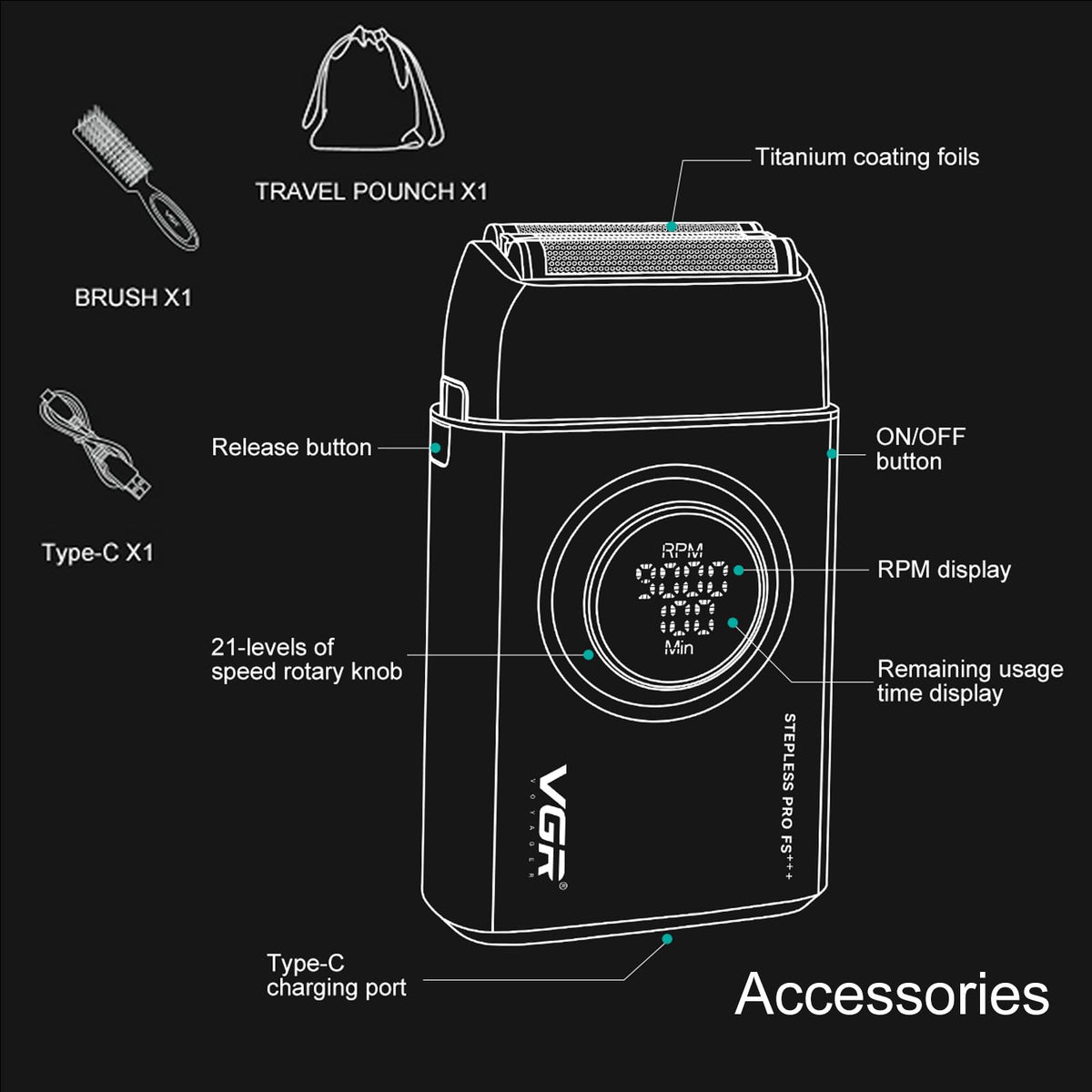 VGR 378 cordless operation with up to 100 minutes runtime.