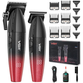 VGR 640 professional hair clipper with LED display for quick battery checks during grooming.