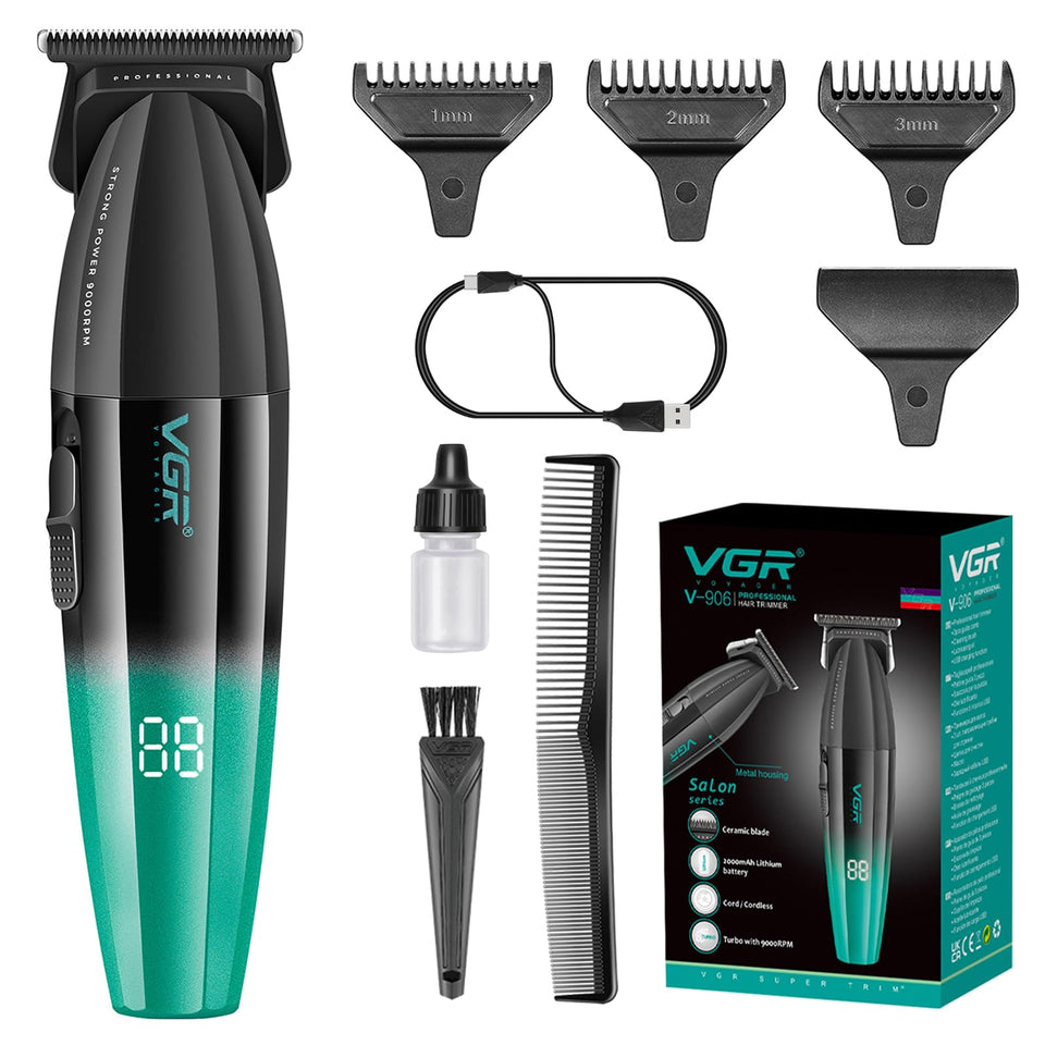 VGR 906 Fresh Fade trimmer front view showing ergonomic grip for precise grooming