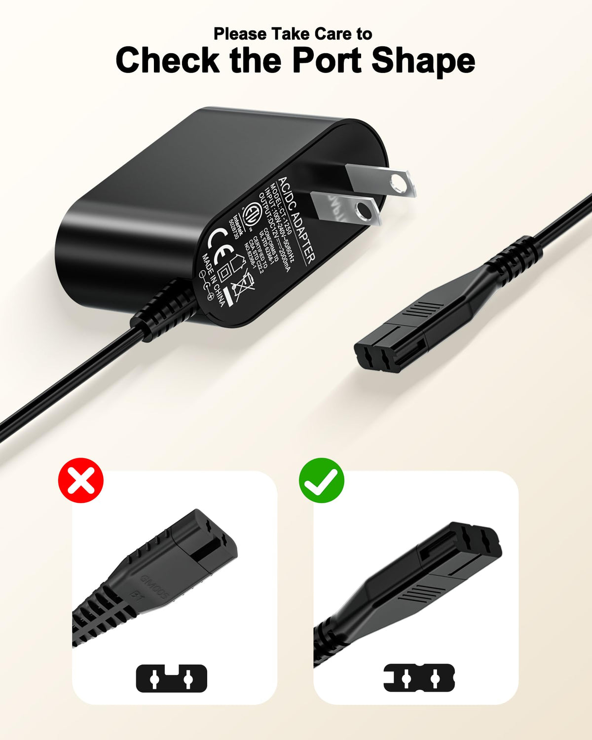 vhbw extended 5.9ft charging cord enables flexible charging in any grooming space.