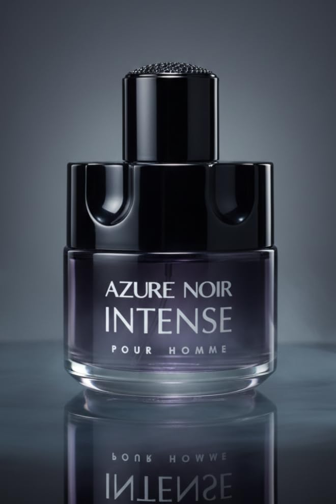 Viaan Krishna Azure Noir Intense textured packaging signals a luxurious gift-ready scent.