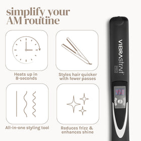 VIBRAstrait Pro 360 swivel cord reduces tangles during styling.