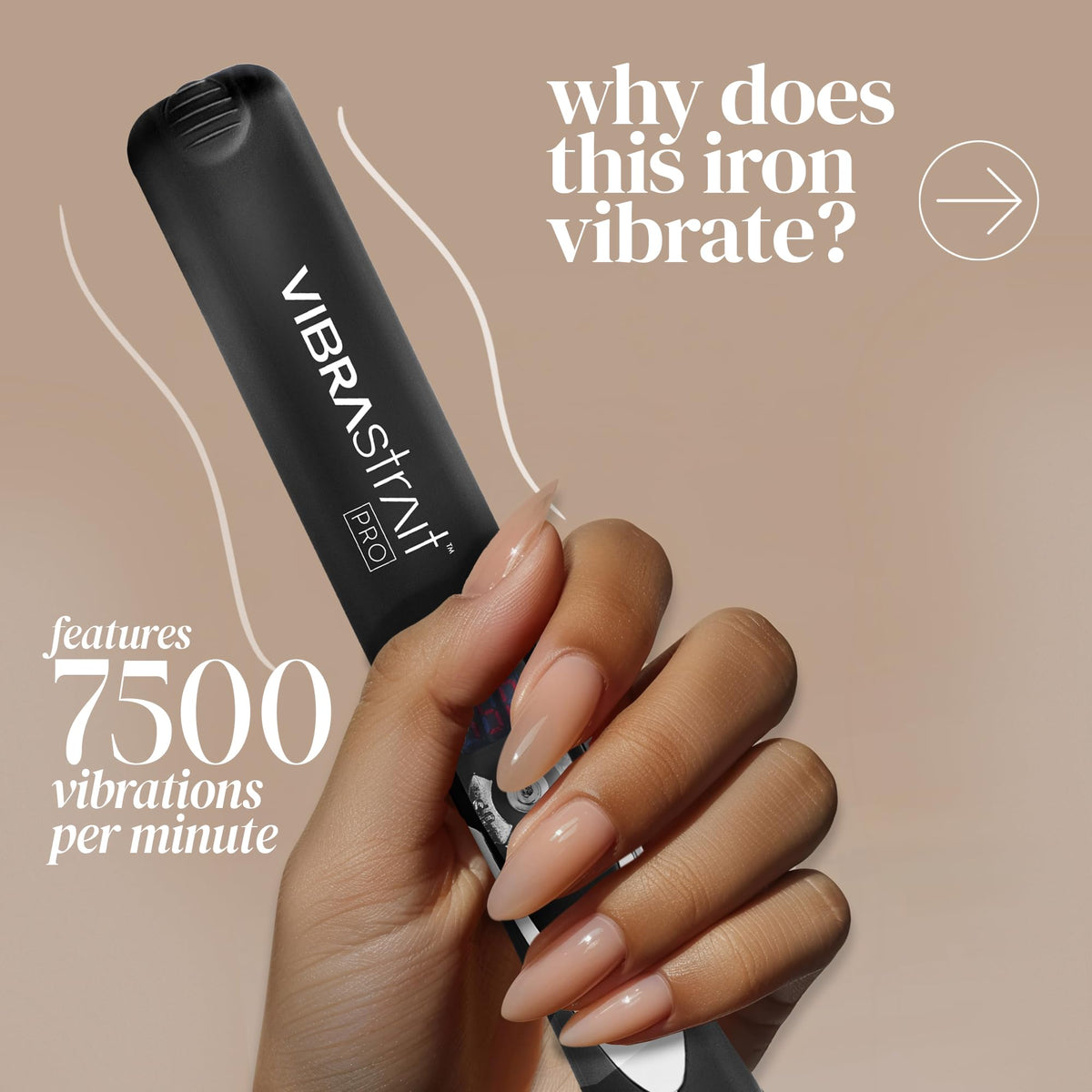 VIBRAstrait Pro ceramic tourmaline flat iron with LED temperature for precise styling.