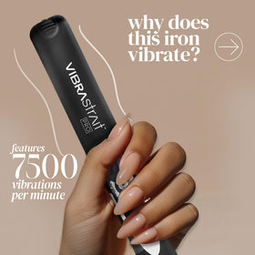 VIBRAstrait Pro ceramic tourmaline flat iron with LED temperature for precise styling.