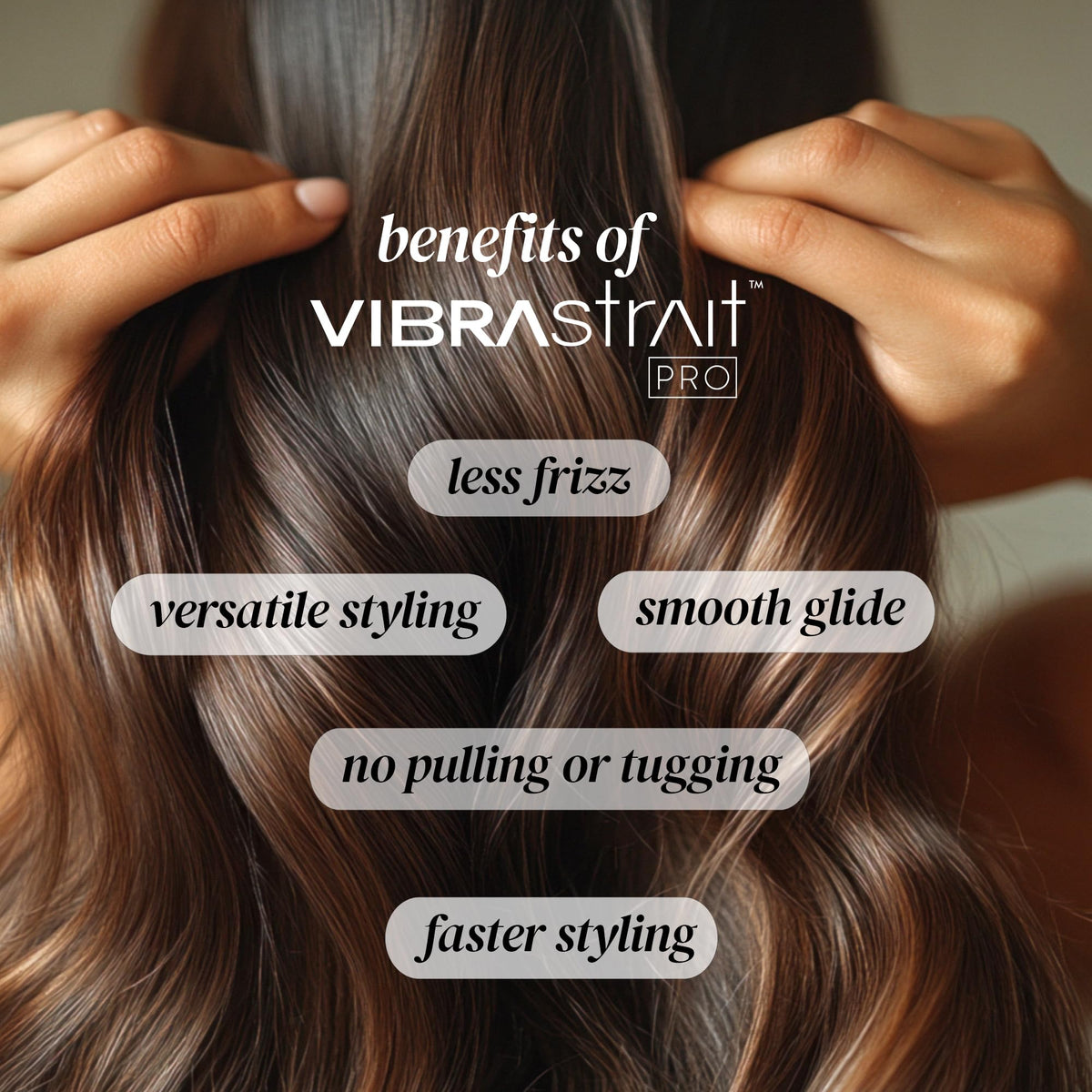 VIBRAstrait Pro vibrating iron glides smoothly to prevent snagging.