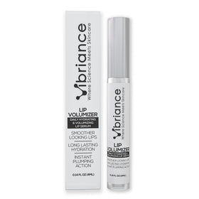 Vibriance Hydrating Lip Volumizer bottle cap close-up showing sleek design and soothing hydration.
