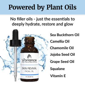Vibriance Skin Revival Facial Oil massage-ready texture paired with gua sha routines.