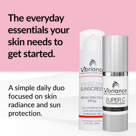 Vibriance Super C Serum bottle closeup highlighting brightening hydration.