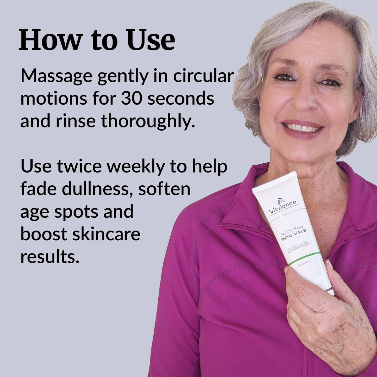 Vibriance Ultra-Gentle Face Scrub featuring coconut oil for hydration.