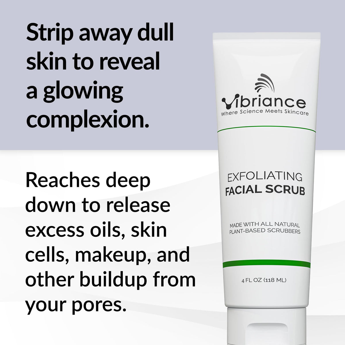 Vibriance Ultra-Gentle Face Scrub with manuka honey—soothing natural ingredient.
