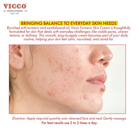 Close-up of Vicco Turmeric Vanishing Cream texture showing a light finish