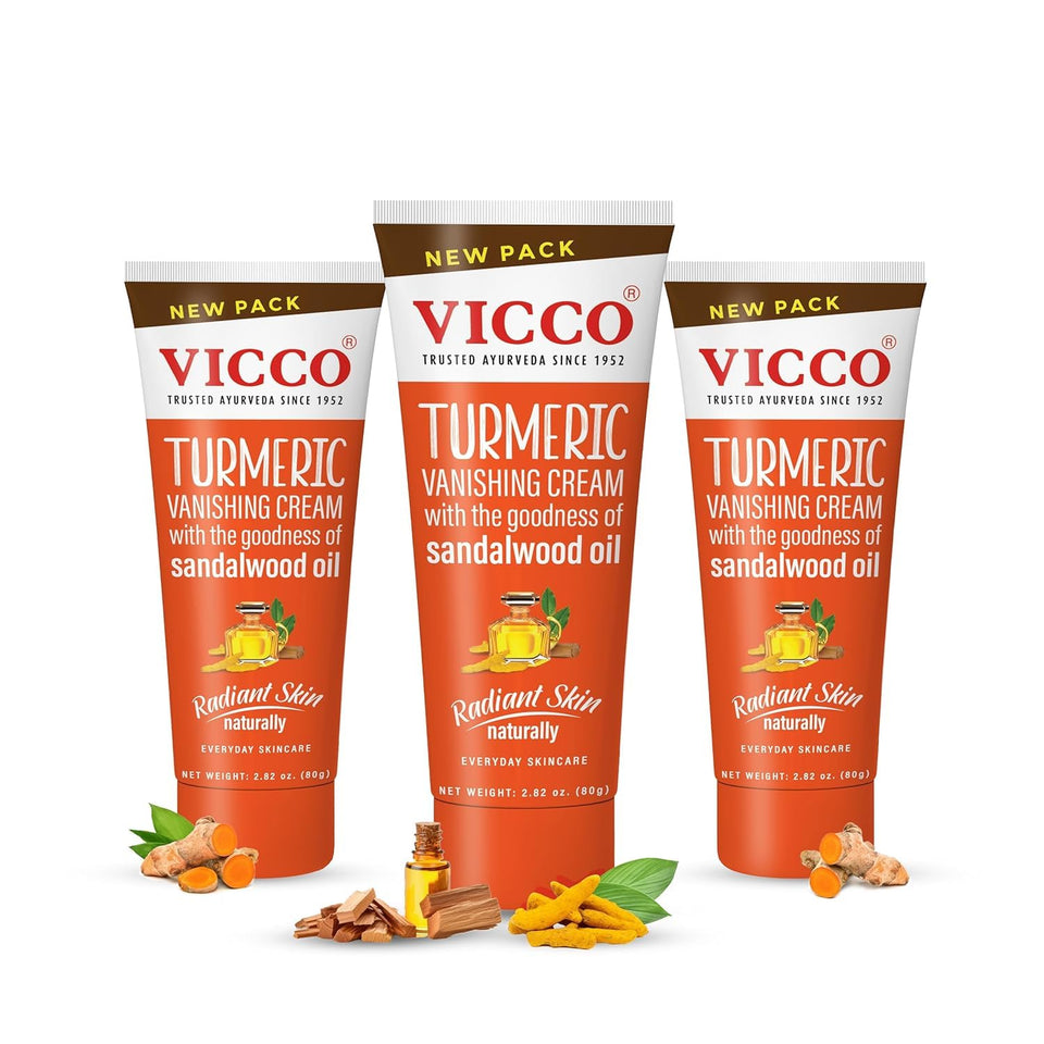 Vicco Turmeric Vanishing Cream tube showing smooth daily hydration