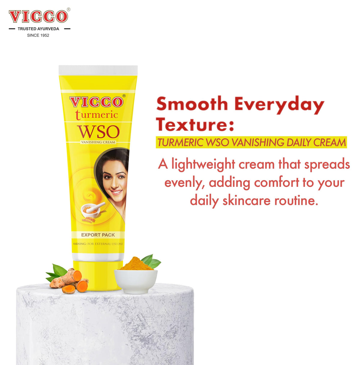 Vicco Turmeric WSO packaging design highlights natural ingredients and value.