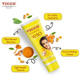 Vicco Turmeric WSO vanishing cream on hand demonstrates quick absorption.