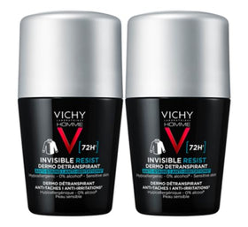 Vichy Homme Invisible Resist roll-on for men provides all-day sweat and odor protection with a mark-free finish.