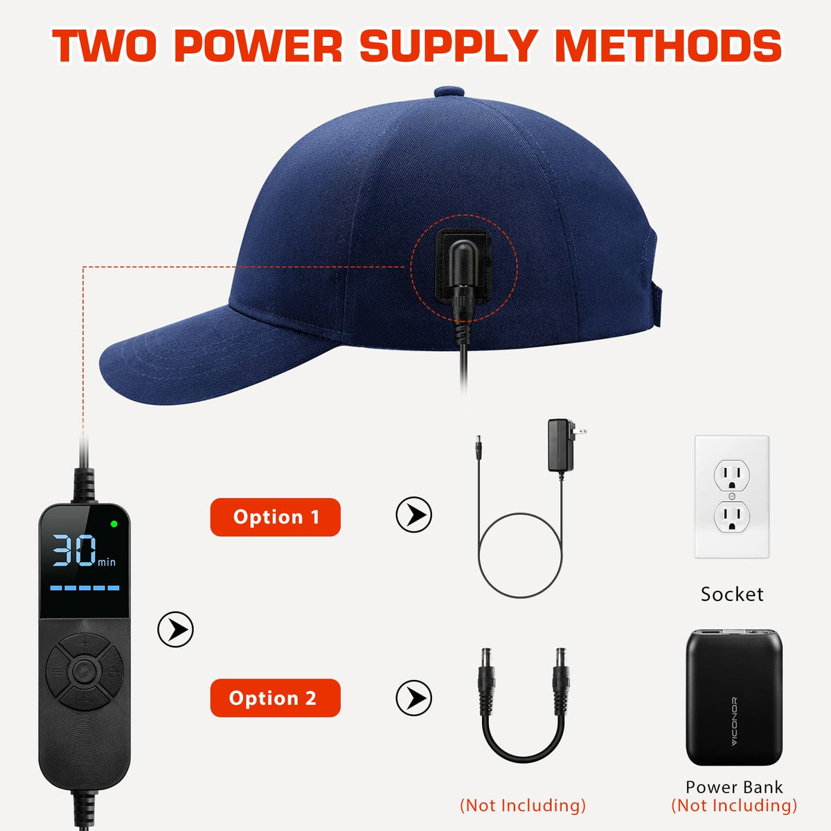 Viconor Laser Cap emits red light for at home therapy sessions.