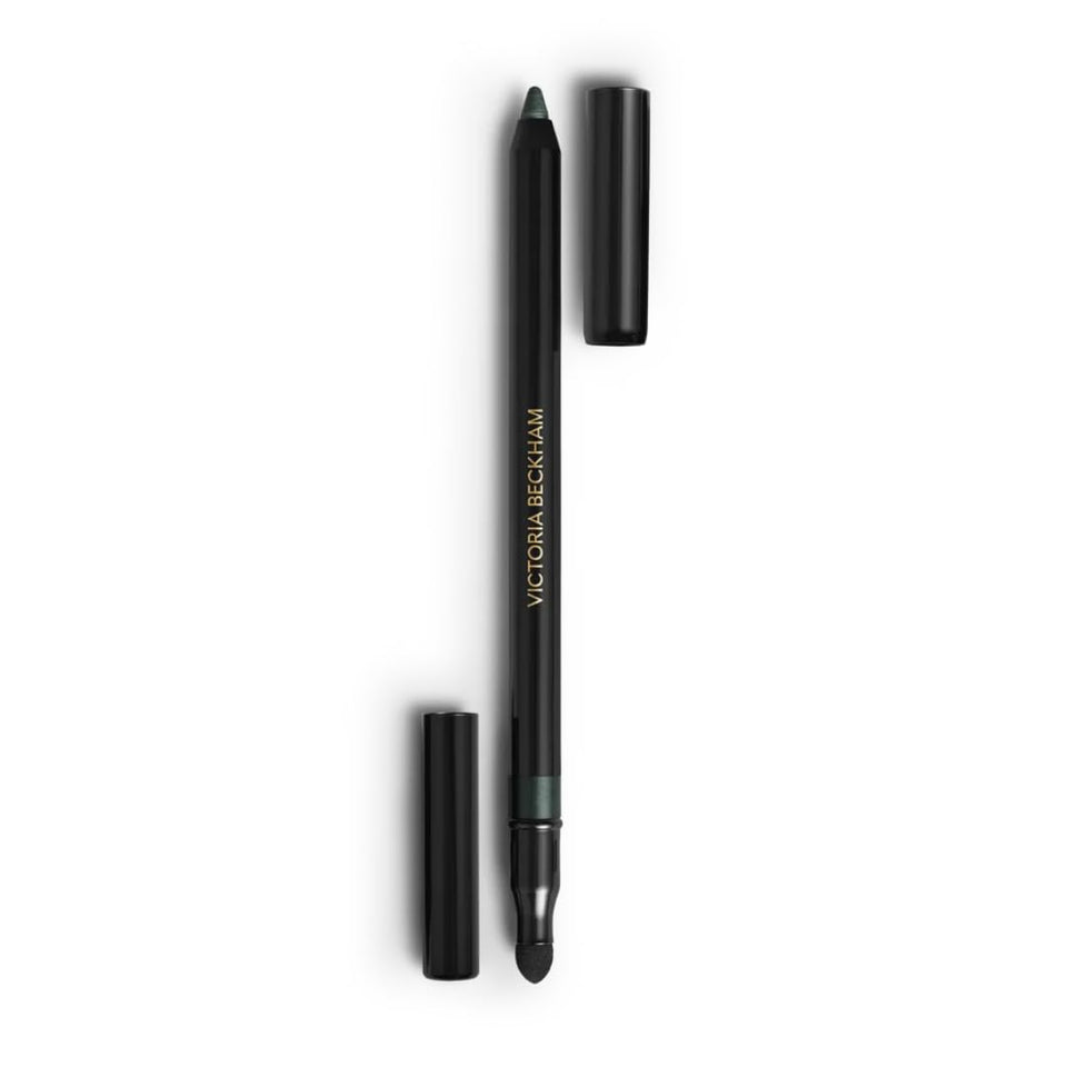 Victoria Beckham Satin Kajal Eyeliner Olive swatch showing precise, long-lasting color.