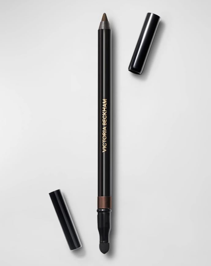 Victoria Beckham Satin Kajal Cocoa eyeliner swatch showing rich color payoff and smooth texture.
