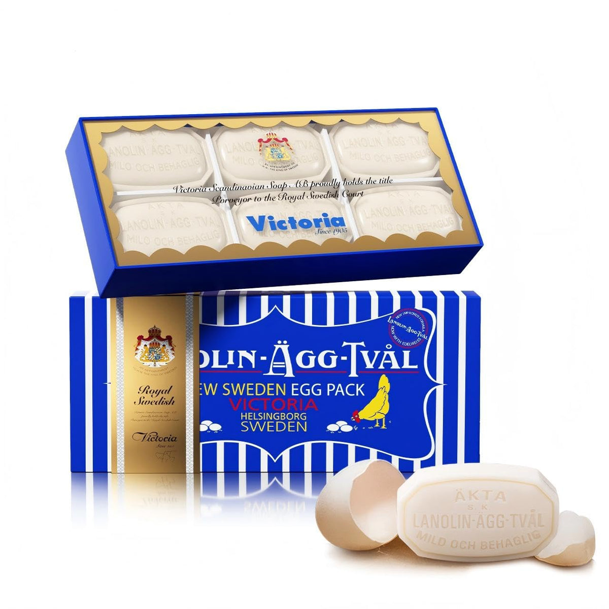 VICTORIA packaging shows six bars for family skincare convenience.