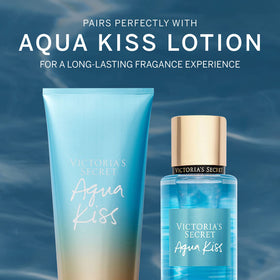 Victoria's Secret Aqua Kiss lotion application close-up showing nourishment.
