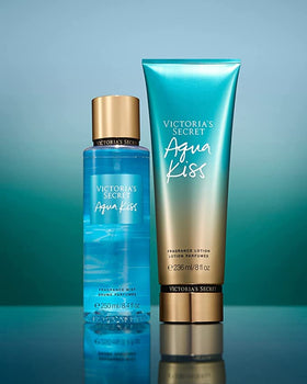 Victoria's Secret Aqua Kiss set packaging highlighting the duo.