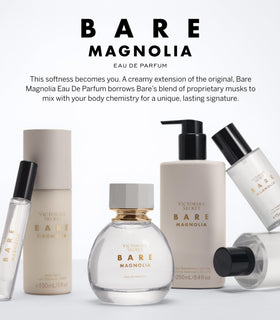 Victoria's Secret Bare Magnolia packaging reflects luxury and fragrance layering for daily pampering.