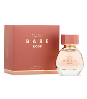 Victoria's Secret Bare Rose bottle close-up with warm floral design.