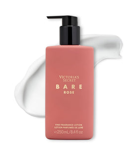 Victoria's Secret Bare Rose lotion packaging highlights elegant branding and premium fragrance.