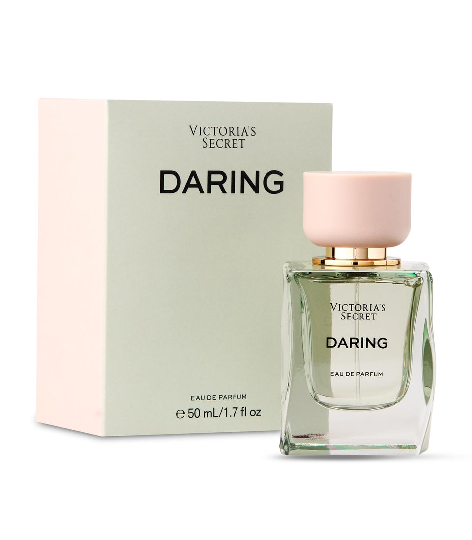 Victoria's Secret Daring bottle front, ideal for evening wear with amber-woody scent.