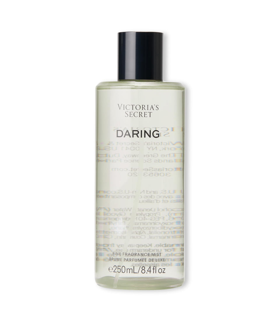 Victoria's Secret Daring Fragrance Mist bottle front, light daily scent