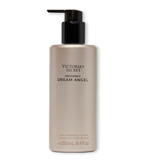 Dream Angel lotion packaging highlights premium woody gourmand vibes for daily wear.