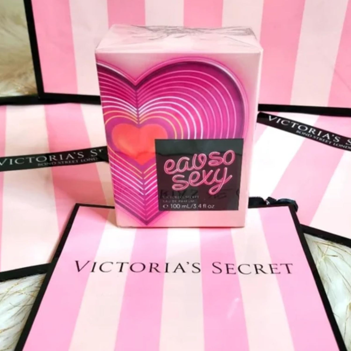 Victoria's Secret Eau So Sexy label graphic highlighting brand identity and premium fragrance line.