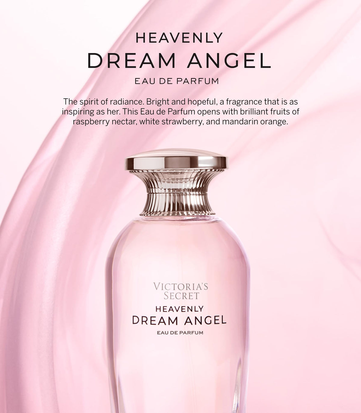 Victoria's Secret Heavenly Dream Angels EDP cap close highlights raspberry nectar accents