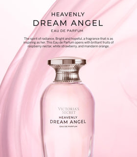 Victoria's Secret Heavenly Dream Angels EDP cap close highlights raspberry nectar accents