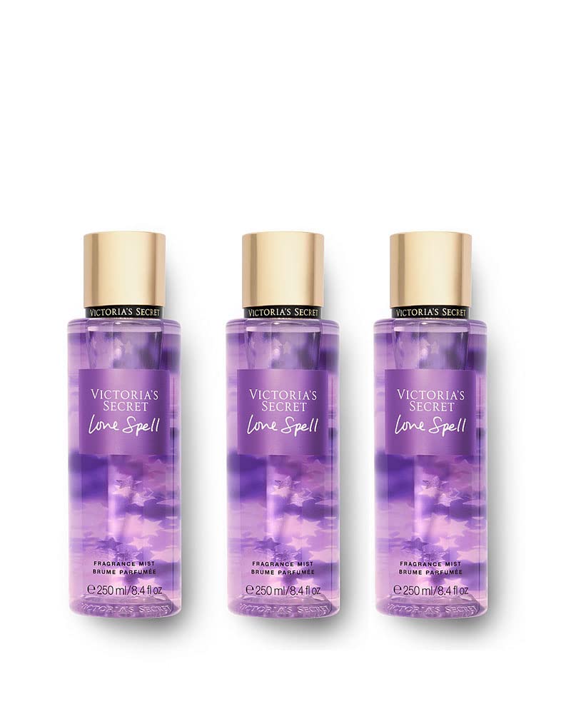 Victoria's Secret Love Spell bottle closeup, showcasing the fruity floral fragrance for daily wear.