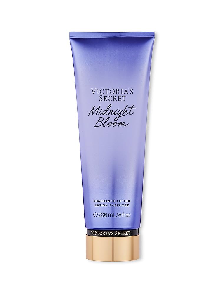 Victoria's Secret Midnight Bloom body lotion 8 oz bottle close-up with creamy texture for daily moisture.