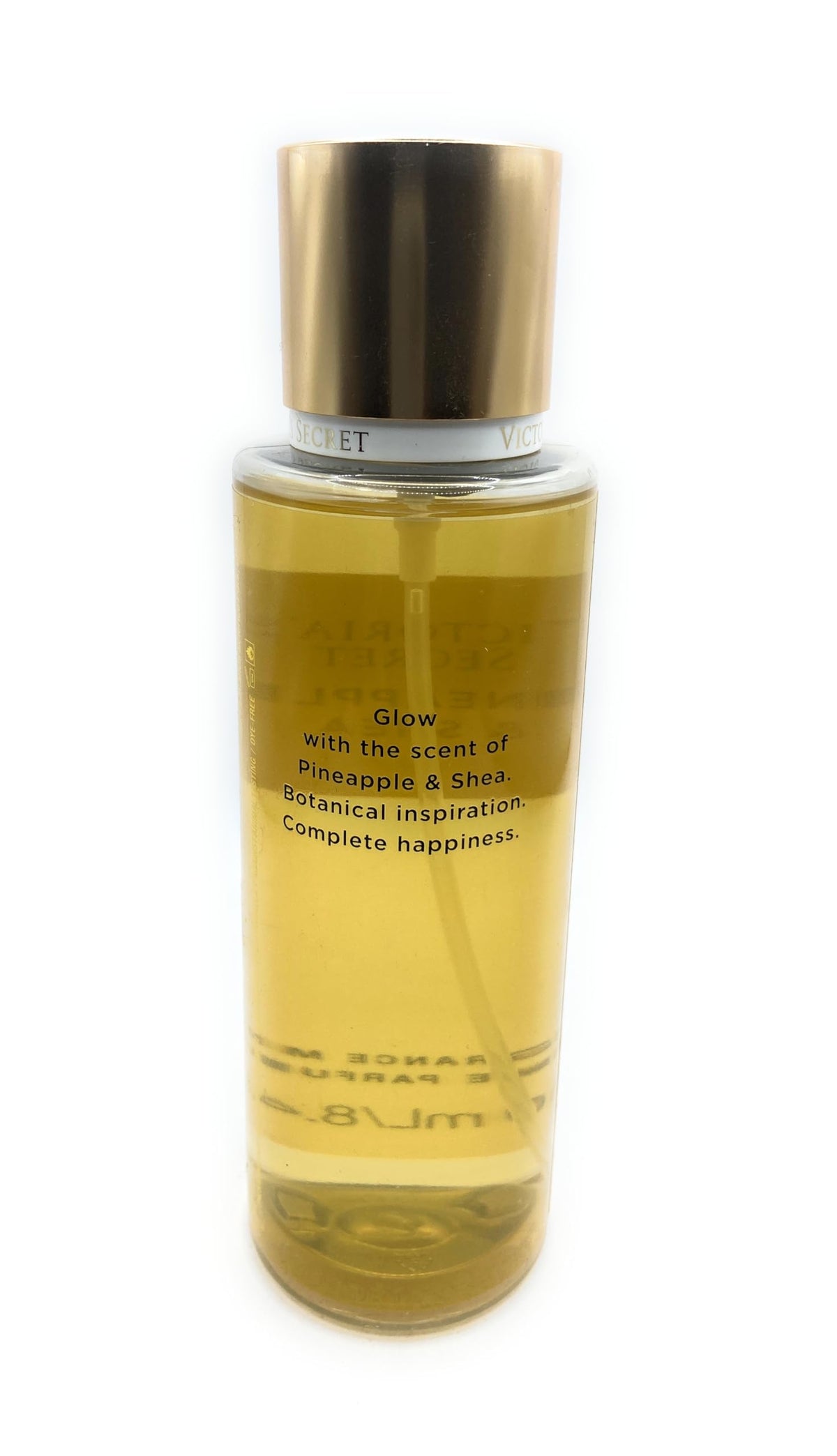 Victoria's Secret Pineapple Shea Glow mist on skin for light fragrance and mood lift.