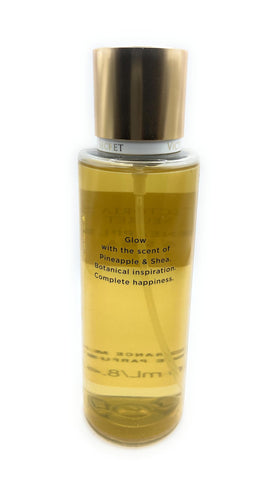Victoria's Secret Pineapple Shea Glow mist on skin for light fragrance and mood lift.