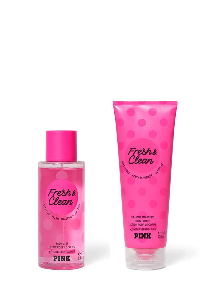 Victoria's Secret Pink Fresh Mist application close-up for mood-boosting scent.