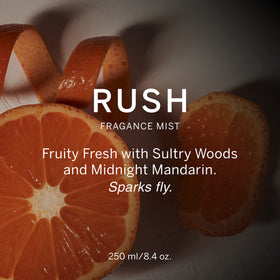 Victoria's Secret Rush spray action for quick, even application.