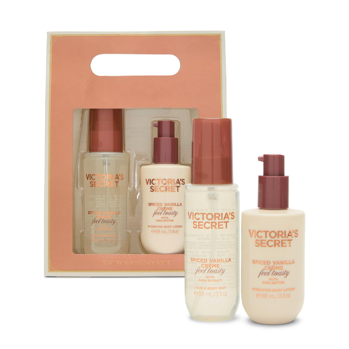 Victoria's Secret Spiced Vanilla Creme body mist shot—long-lasting fragrance for daily wear.