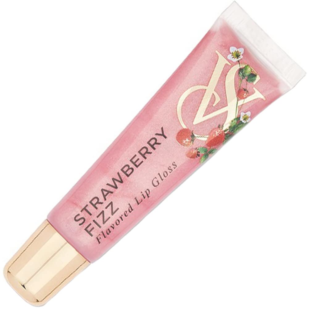 Victoria's Secret Strawberry Fizz lip gloss closeup showing glossy strawberry finish for daily shine