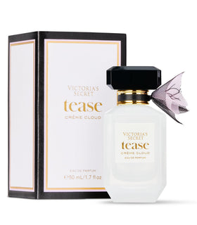Victoria's Secret Tease Creme Cloud bottle closeup highlighting vanilla meringue note.