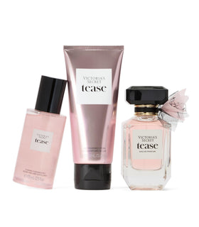 Victoria's Secret Tease Eau de Parfum bottle highlights warm gourmand scent for special occasions.