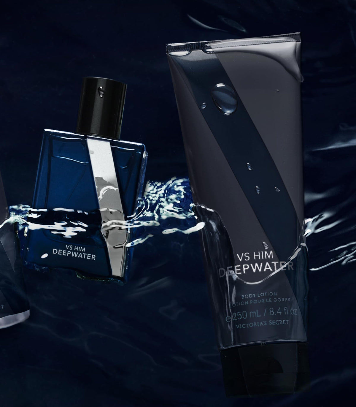 Application of Victoria's Secret VS Him Deepwater lotion on skin delivering fragrance.