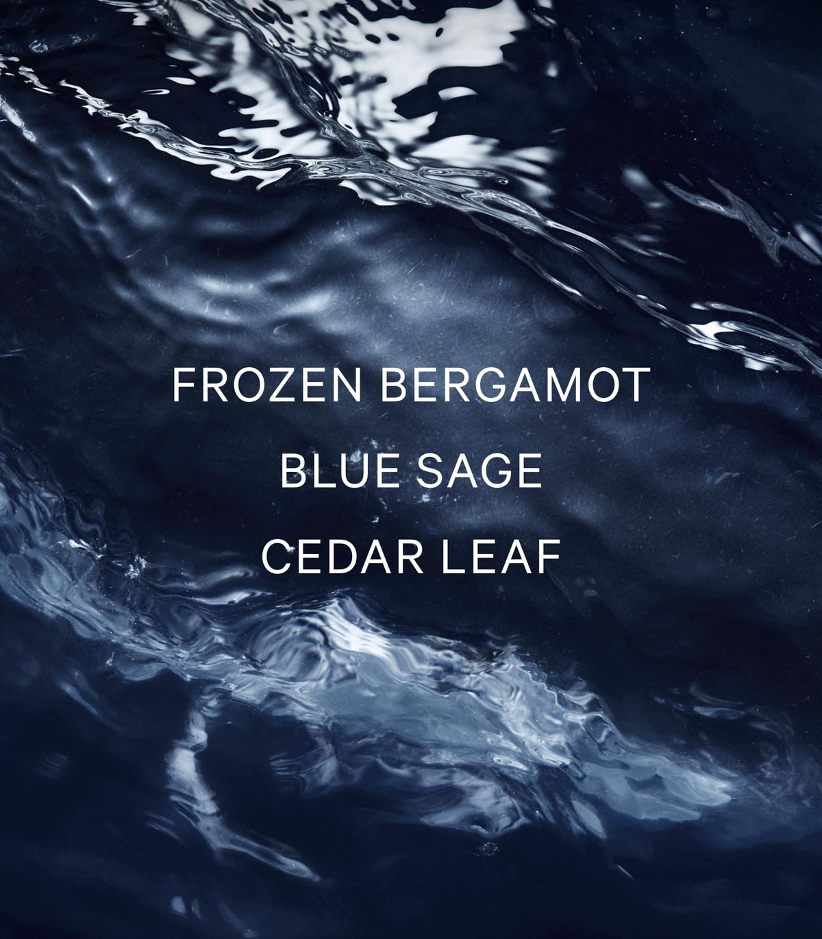 Close-up of VS Him Deepwater lotion texture indicating fast-absorbing hydration.