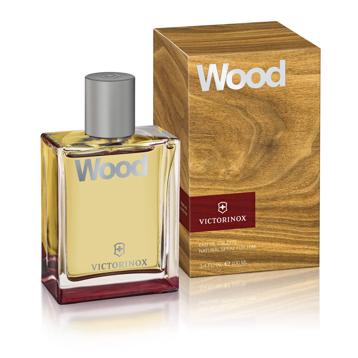 Victorinox Wood EDT bottle front view highlighting premium design for confident gifting.
