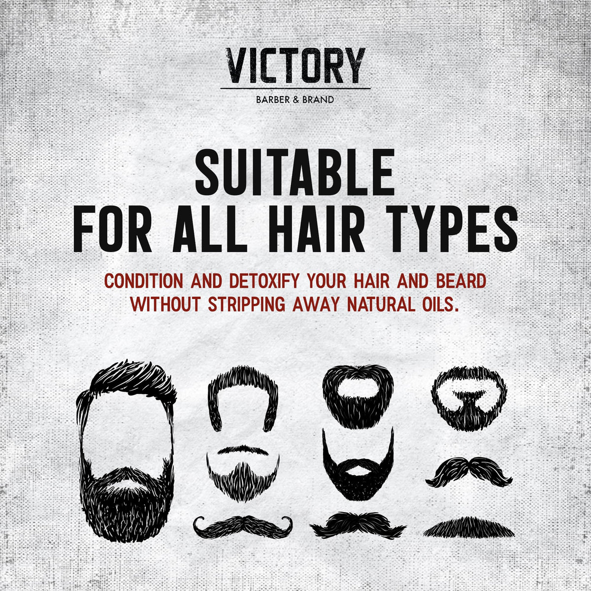 Victory Barber & Brand Beard Wash packaging box suggests premium grooming routine.