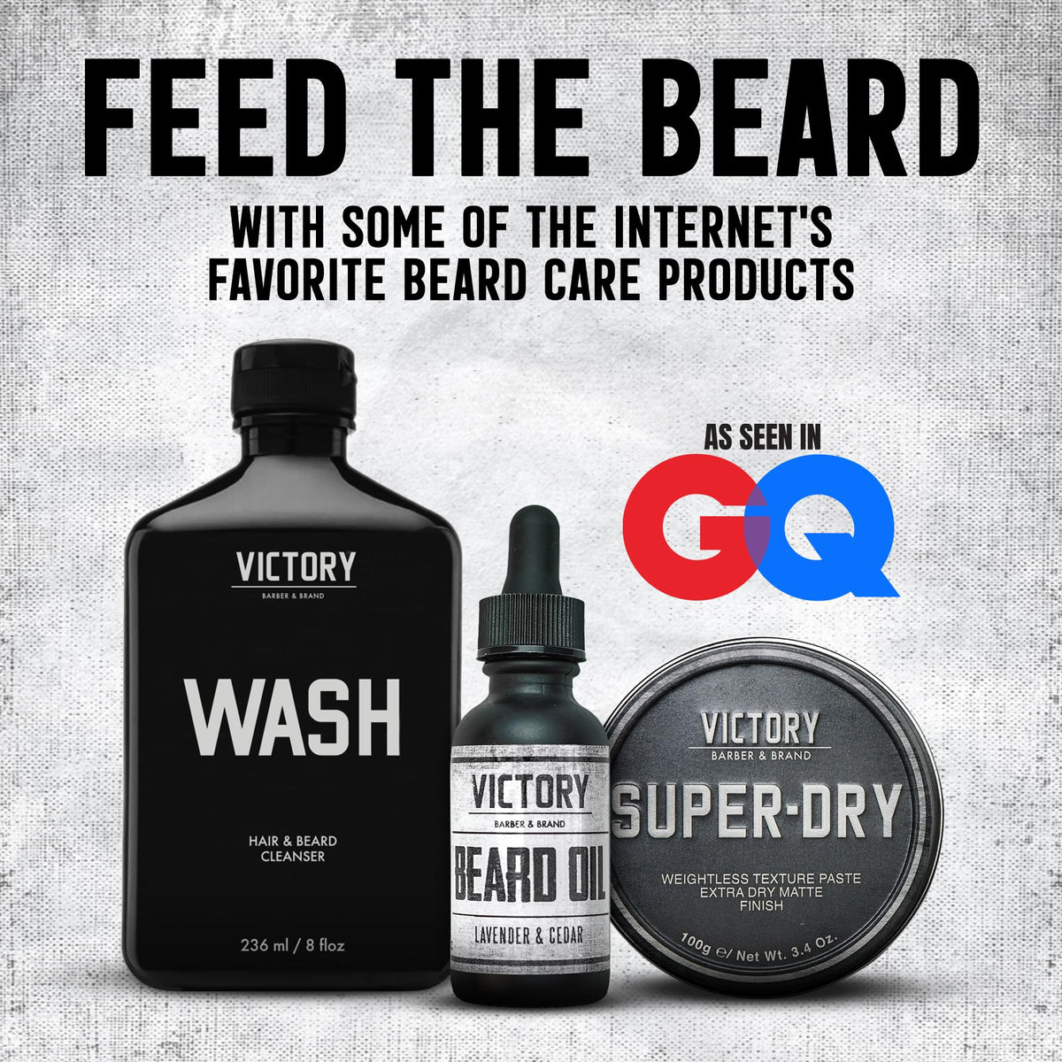 Victory Barber & Brand Beard Wash USA-made stamp reinforces quality and local craft.