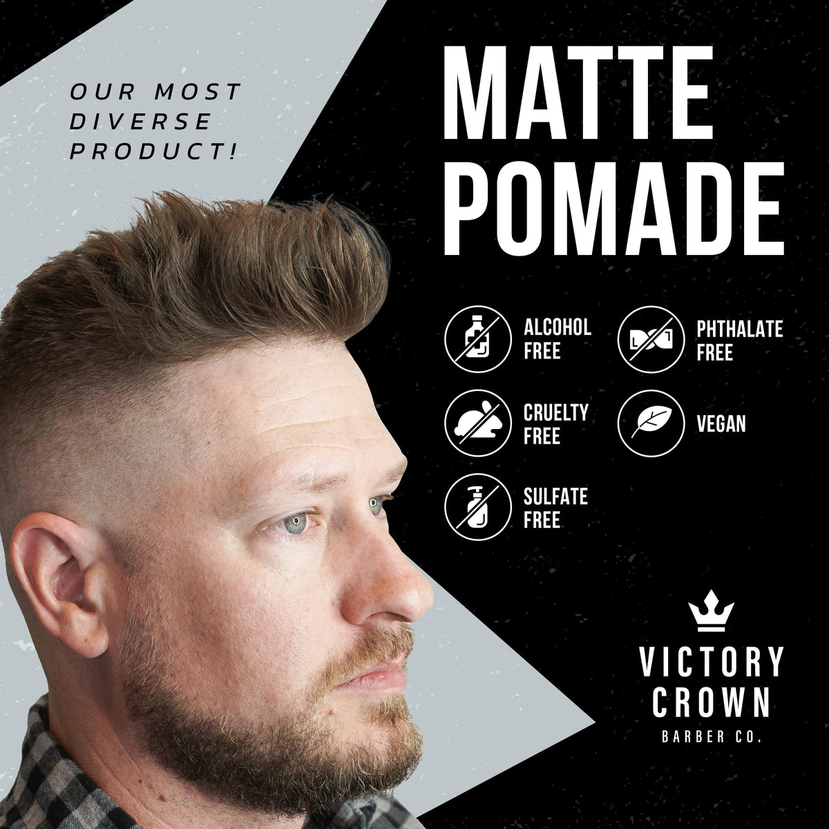 Hands applying Victory Crown Matte Pomade for a light versatile hold